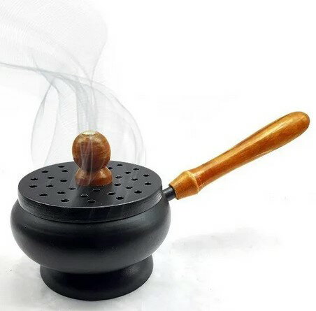 [綺異館] 印度製 手持式 香爐 鐵製 天然薰香樹脂 / 香粉使用 香台 碳餅用 resin brass-IR04