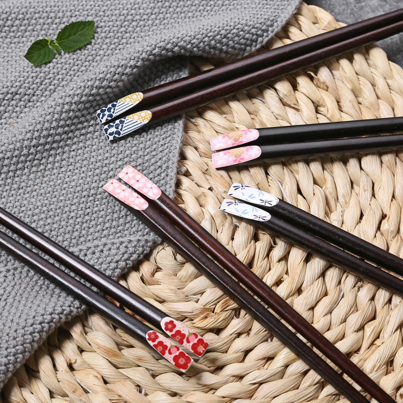 日式筷子情侶家用1雙實木質高檔尖頭加長快子家庭裝可愛防滑一雙