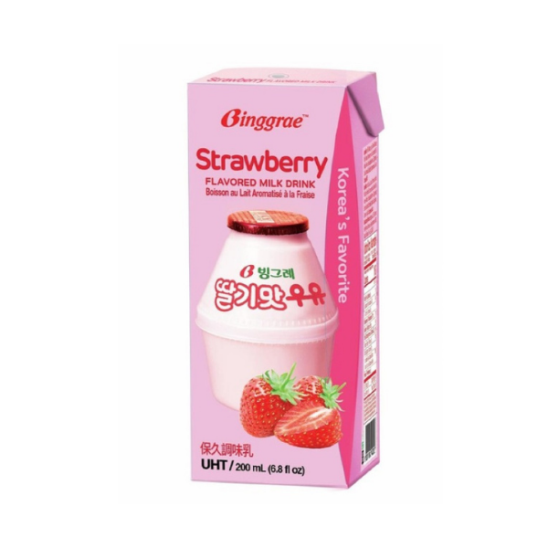 免運 韓味不二 韓國Binggrae草莓牛奶 200ml x 24瓶 保久調味乳 公司貨 Binggrae 韓味不二 HS嚴選