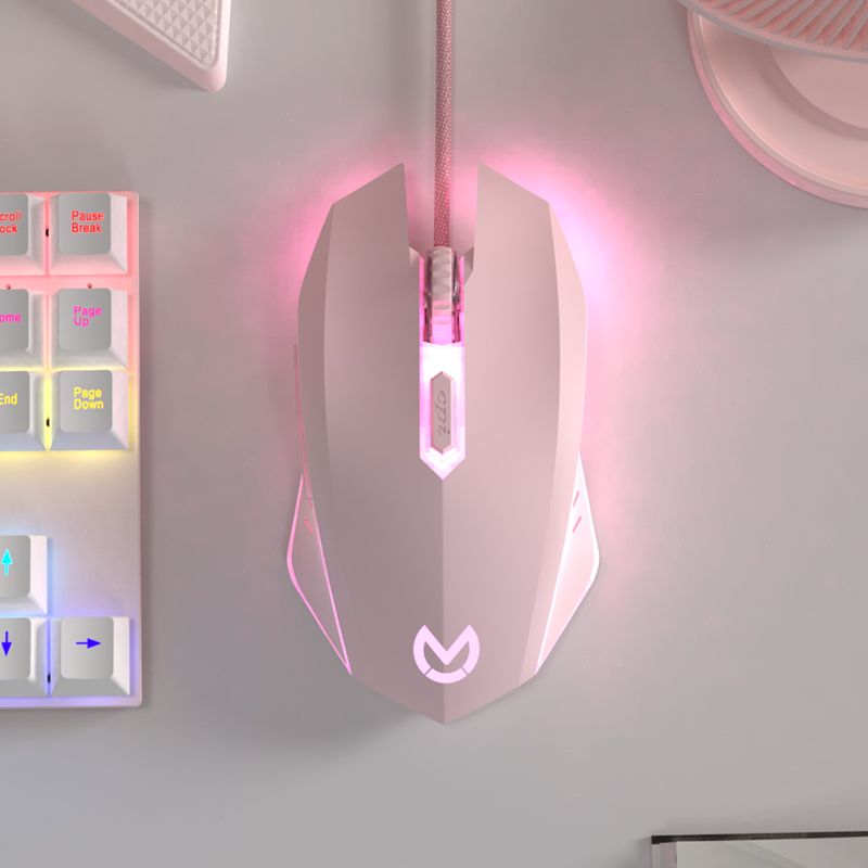 櫻花粉女生電競游戲有線鼠標高顏值網吧專用cf筆記本臺式通用lol 4