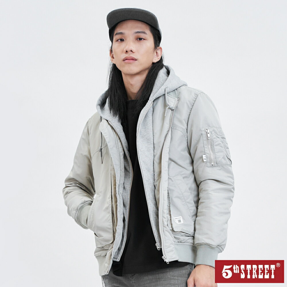 男立體袋假兩件式外套-冰灰色【5th STREET】【APP下單享4%點數】