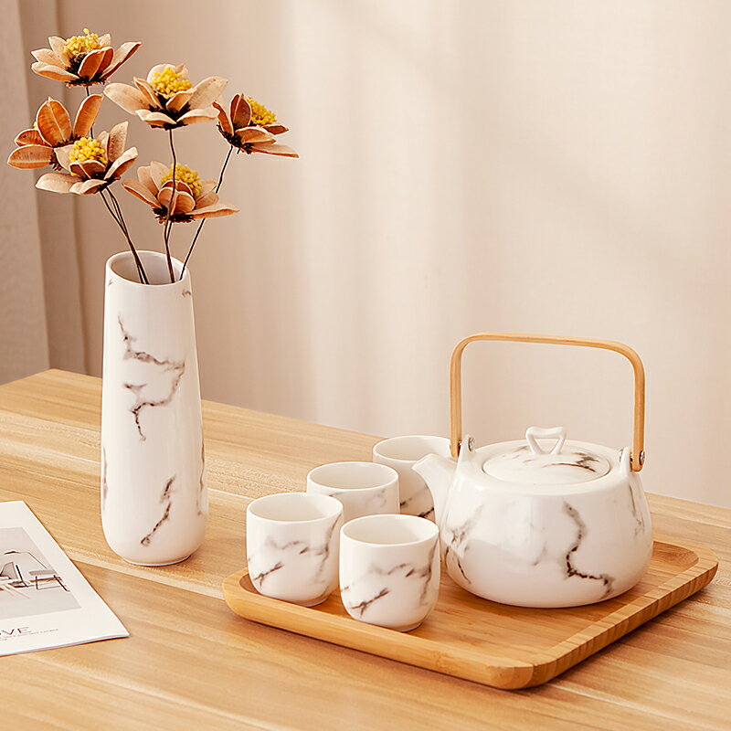 日式家用功夫茶具套裝陶瓷水具套裝客廳茶幾茶壺茶杯水壺喝水杯子