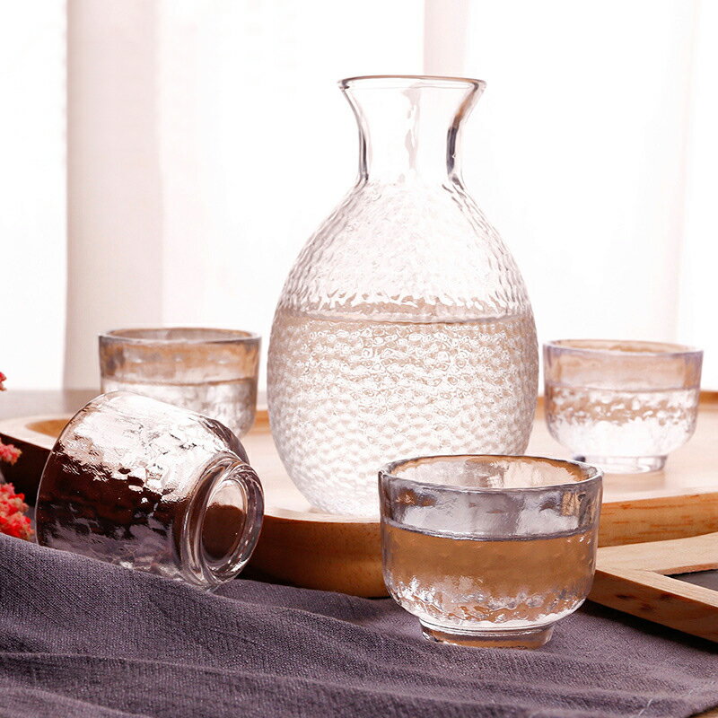 創意個性日式和風錘目紋玻璃清酒酒具套裝紅酒白酒分酒器酒壺酒杯