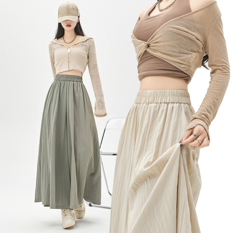 現貨+預購 女高腰冰絲長褲天絲寬褲顯瘦薄款垂感直筒褲休閒西裝褲-寬鬆闊腿褲裙3色74ls37【獨家進口】【米蘭精品】