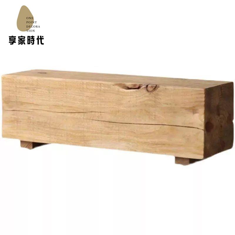 廠家直出 木墩 矮凳 邊幾 凳子 換鞋凳 北歐純實木長凳木墩民宿服裝店休閑換鞋凳子侘寂風長方形原木茶幾 工廠現貨 八折下殺syeb