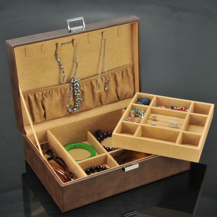 木胚首飾盒PU皮飾品收納盒手鐲佛珠手串收藏盒項錬盒手錶盒 樂樂百貨