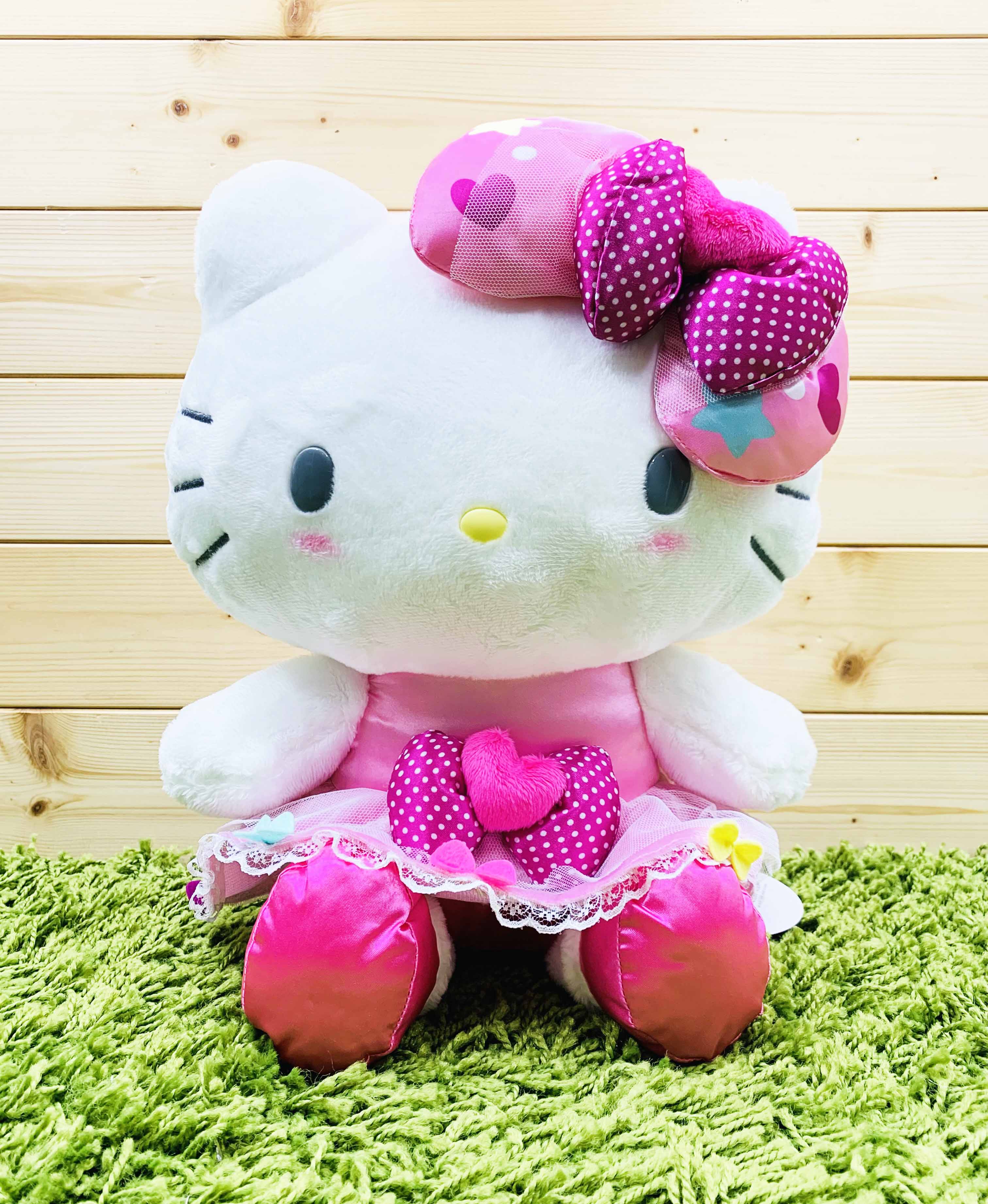 【震撼精品百貨】Hello Kitty 凱蒂貓~日本SANRIO三麗鷗 KITTY 12吋絨毛娃娃-女孩緞帶*14369
