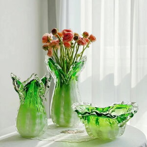 新款如意常青白菜琉璃花瓶客廳插花花器手工擺件水培插花瓶軟裝裝