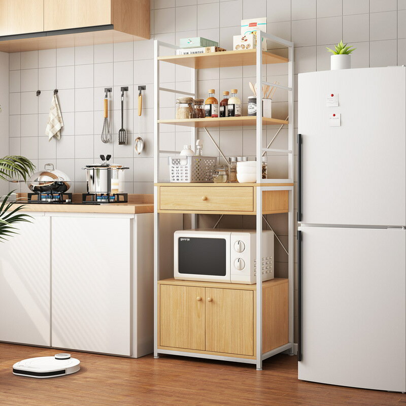 廚房置物架落地多層收納架多功能家用簡約微波爐架子置物柜烤箱架