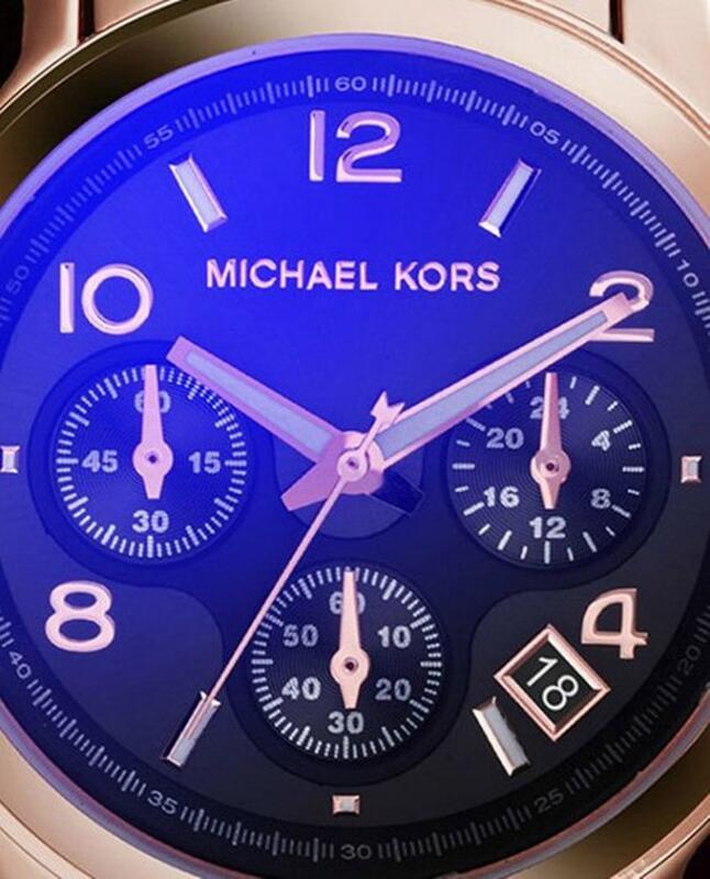 『Marc Jacobs旗艦店』美國代購 Michael Kors 玫瑰金迷幻湛藍變色三眼計時腕錶