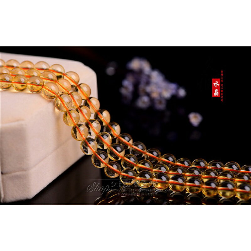 ISONA 收藏級7A級圓珠天然黃水晶手串黃水晶手鏈黃水晶手串珠黃水晶串珠黃水晶水晶手鍊 高透亮 5