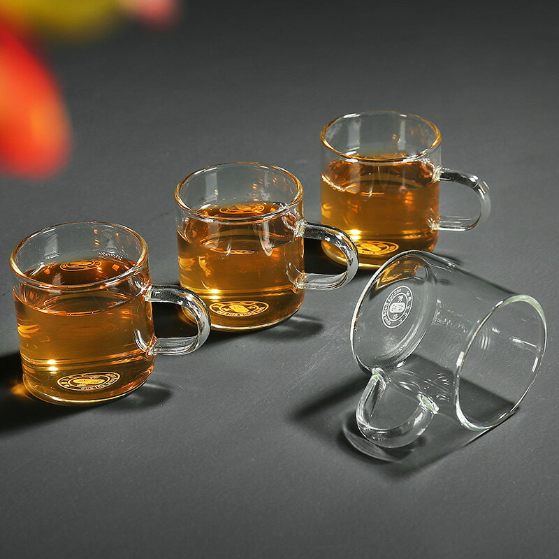 加厚耐熱透明玻璃品茗杯小茶杯帶把杯功夫茶具主人杯耳杯茶碗家用