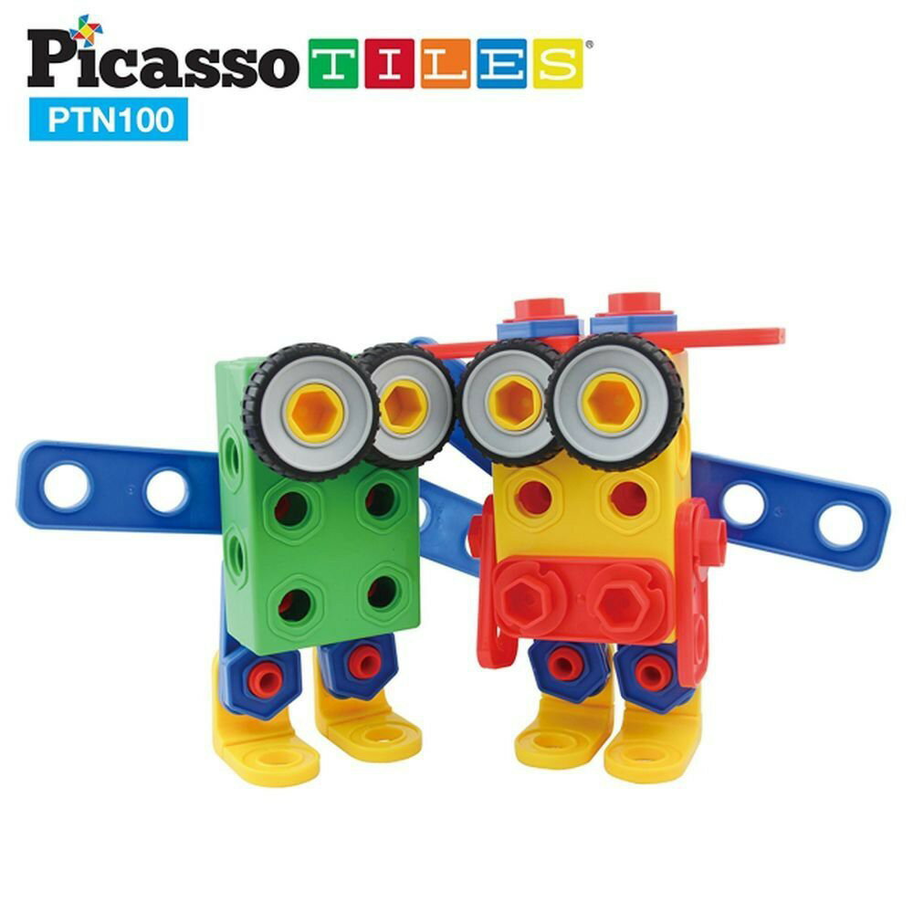 (強強滾)PicassoTiles PTN100 畢卡索STEM+A螺母工匠積木組 玩具