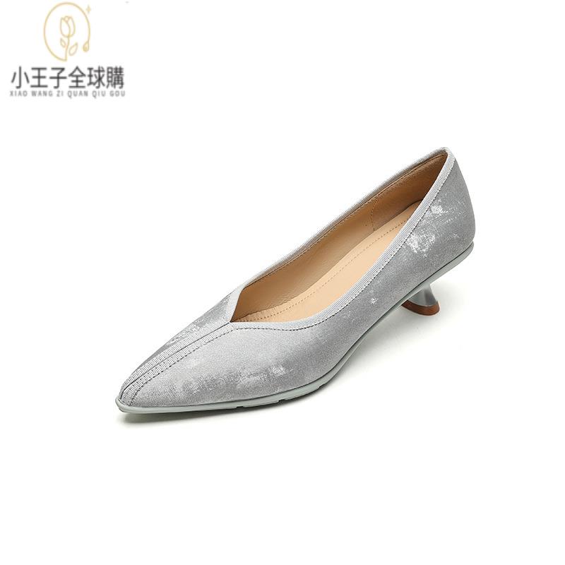 【公司現貨速發】免運 開發票 小短靴 堆堆靴 真皮女鞋 羊皮鞋 小皮鞋 樂福鞋新中式復古風尖頭單鞋春絲綢羊皮國風真皮尖頭5cn高跟鞋女 定製