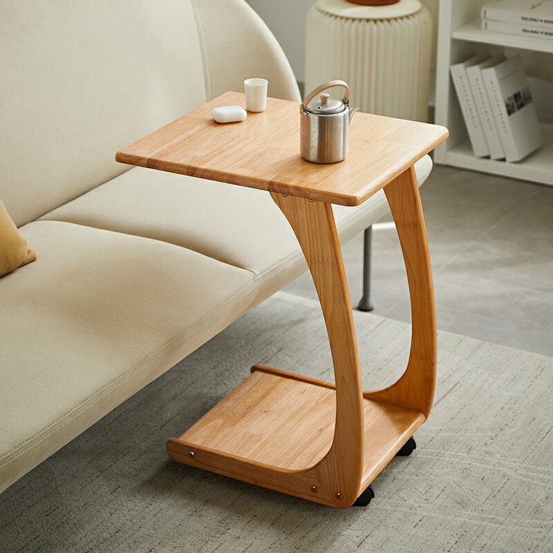 沙發邊桌 小桌子 原木桌 移動小茶桌客廳床頭推車置物架