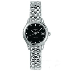 LONGINES 浪琴表 L42744576旗艦典雅真鑽腕錶/黑面26mm