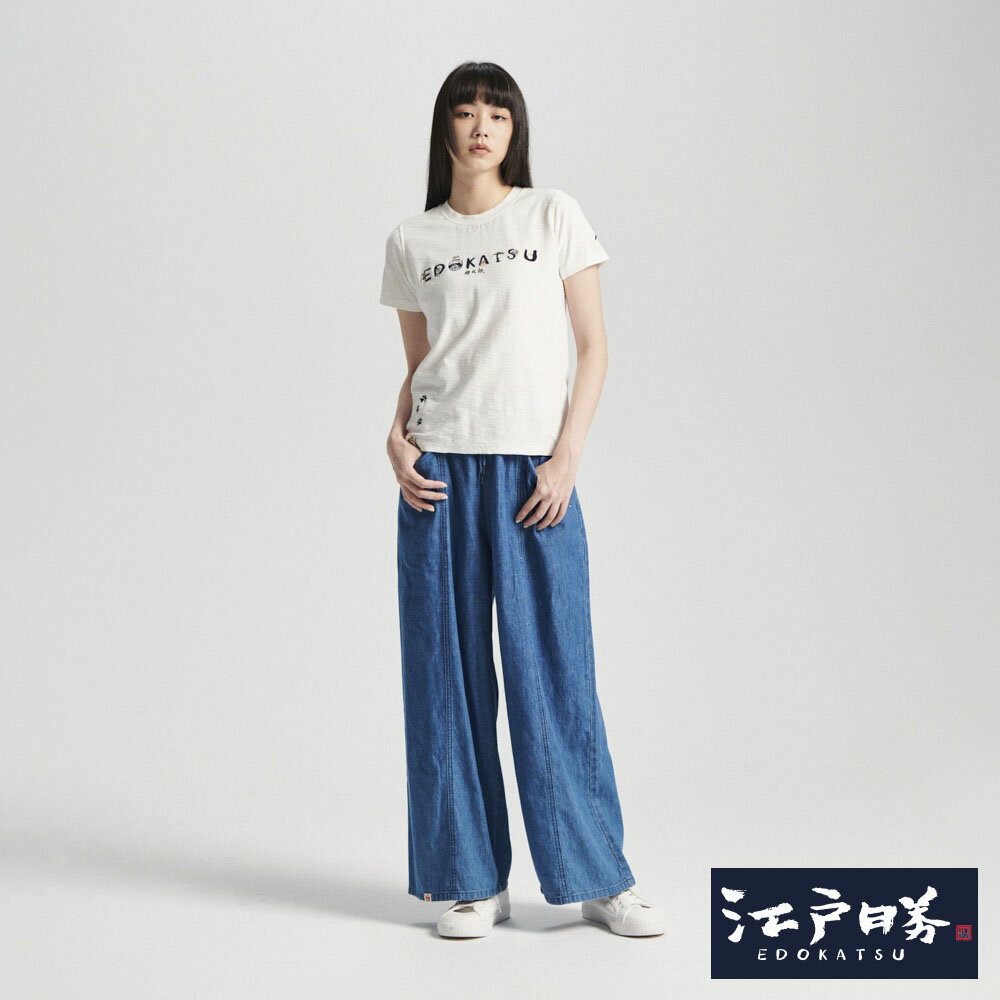 EDOKATSU江戶勝 女款 勝太郎系列 勝太郎印花短袖T恤 (米白色)