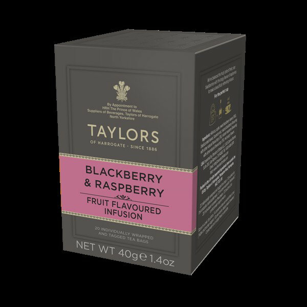 (新品上市)英國 Taylors 莓果茶(無咖啡因) -皇家約克夏紅牌&泰勒茶包系列- Blackberry and Raspberry Infusion Tea 2gx20入/盒 1