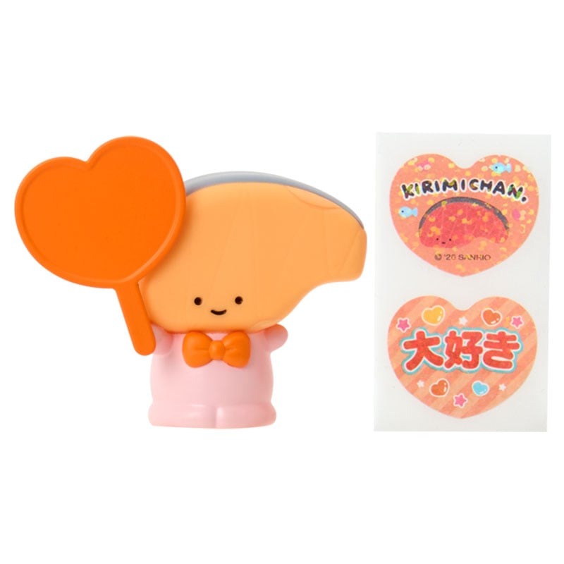 asdfkitty*三麗鷗 藍盒 KIRIMI醬 應援扇造型夾子 手指玩偶 附貼紙-名片夾 相片夾-日本正版商品
