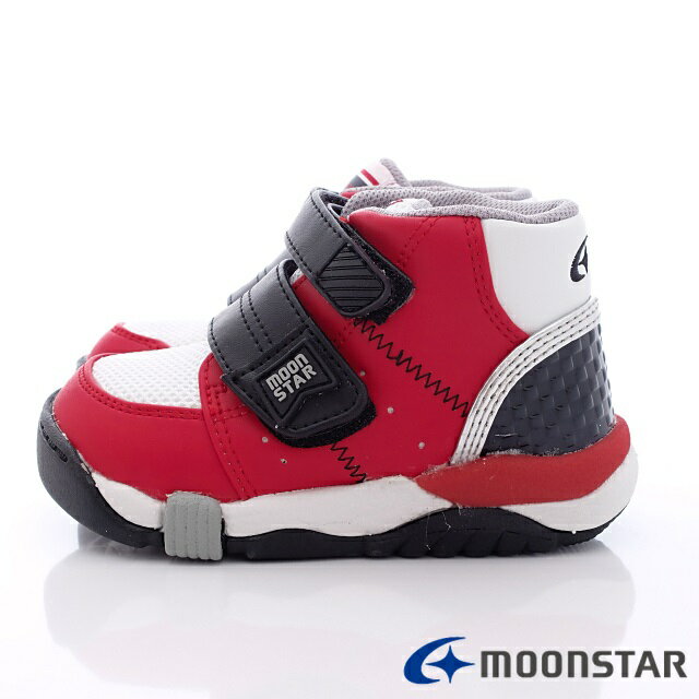 日本月星Moonstar機能童鞋矯健系列寬楦穩定彎曲鞋款21402紅黑(中小童段/中大童段) 2