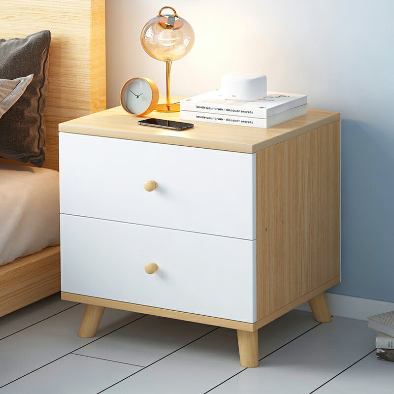 床頭櫃/床邊櫃 床頭櫃臥室簡約現代收納櫃子小型家用網紅床邊櫃實木腿簡易置物架【HZ5484】