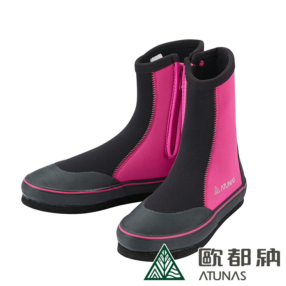 【ATUNAS 歐都納 長筒毛氈溯溪鞋《黑/玫紅》】A1GCEE02/毛氈菜瓜布底/潛水/朔溪/釣魚