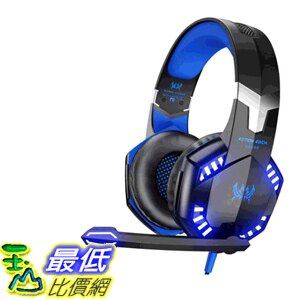 VersionTECH Xbox One PS4 PC的G2000立體聲遊戲耳機 筆記本電腦音量控制- 藍色 [美國代購]
