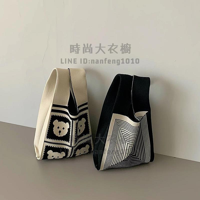 小拎包遛娃手機包小袋子女手提小包針織包手腕包【時尚大衣櫥】