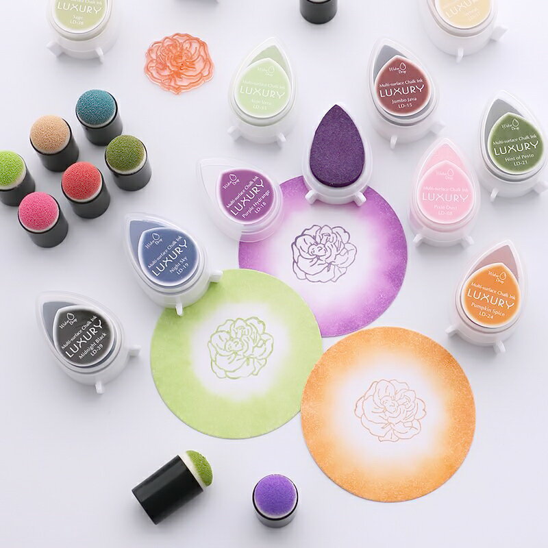 印泥 印台 水滴印台多用粉彩橡皮章手帳布紙藝剪貼熱縮手工用進口印泥『ZW10223』