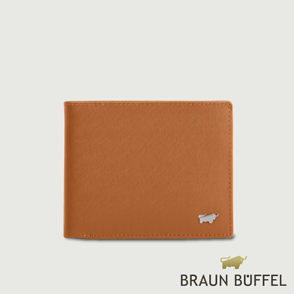 【BRAUN BUFFEL 德國小金牛】臺灣總代理 HOMME-M 5卡透明窗皮夾-杏仁巧克力色/BF306-316-SAL