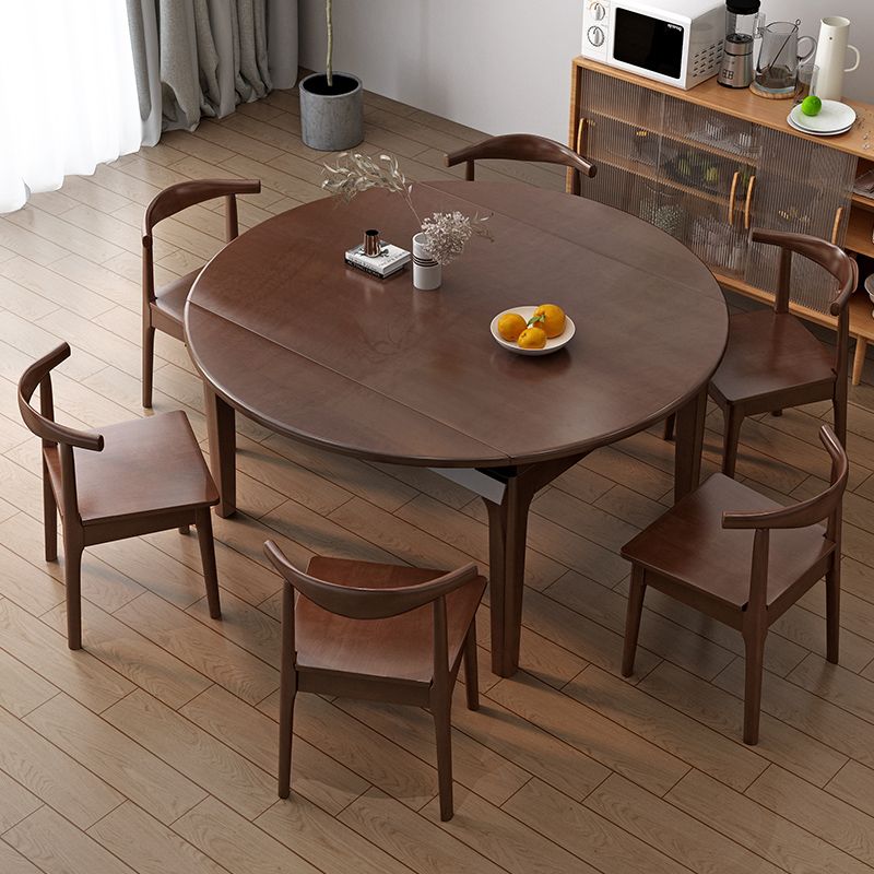 北歐 餐桌 餐桌椅組合 餐桌家用現代簡約小戶型實木伸縮折疊多功能方圓兩用飯桌可變圓桌