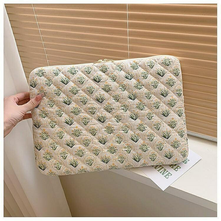 韓國ins電腦收納可愛花卉刺繡手拿包11/13/15寸筆記本收納包