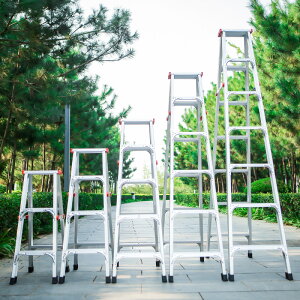 優樂悅~現貨2米3米折疊踏步梯子 加厚鋁合金雙側人字梯 鋁合金家用梯子