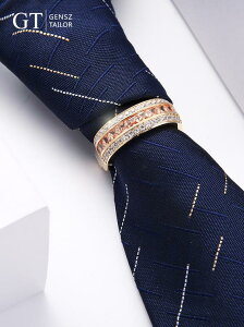 GT紳誠領帶箍高檔鋯石水晶多色夾扣環男士飾品贈送領帶禮盒裝 全館免運