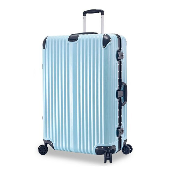 【禾雅時尚】紫禁之巔26吋鋁框PC木紋行李箱-蒂芬尼藍