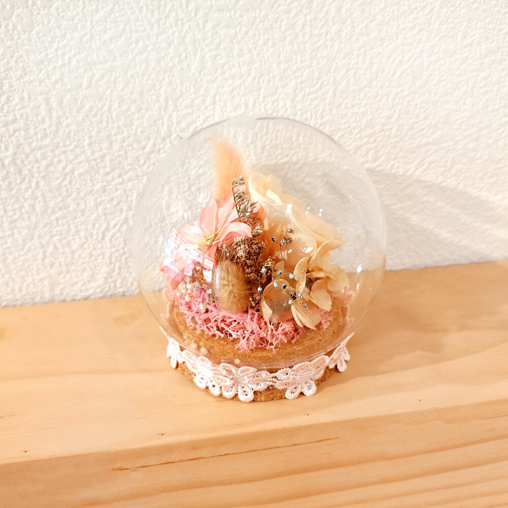 萩蒔花花藝x覓品竹北手作店-乾燥花x永生花創作圓形玻璃花盅-溫柔粉玫瑰 3