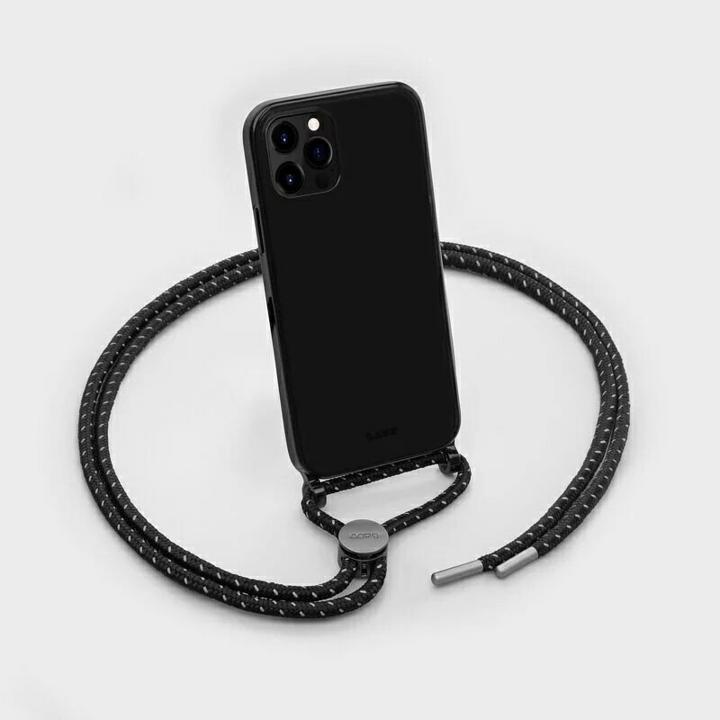 iPhone 12 series｜CRYSTAL-X系列 掛繩背帶手機殼-透黑｜LAUT