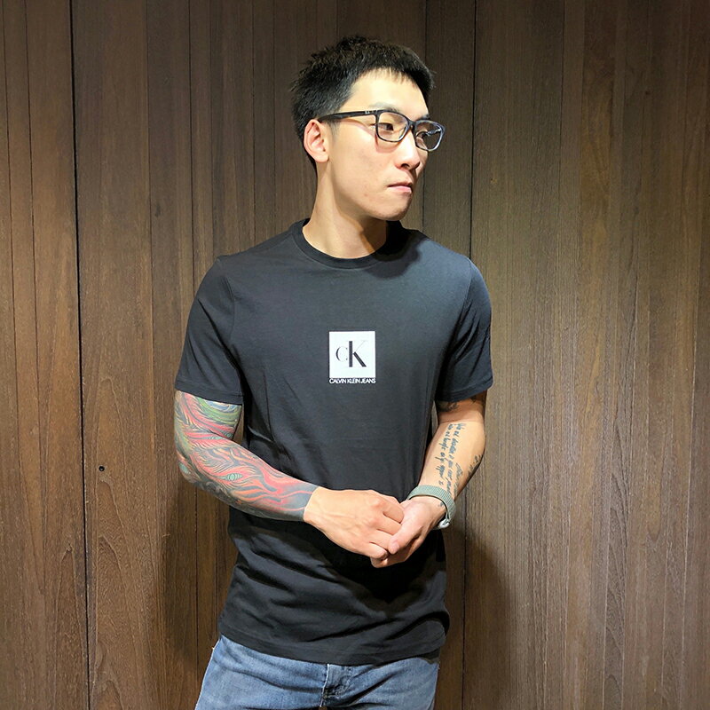 美國百分百【全新真品】Calvin Klein 圓領 T恤 CK 短袖 T-shirt 短T logo 黑色 AZ99