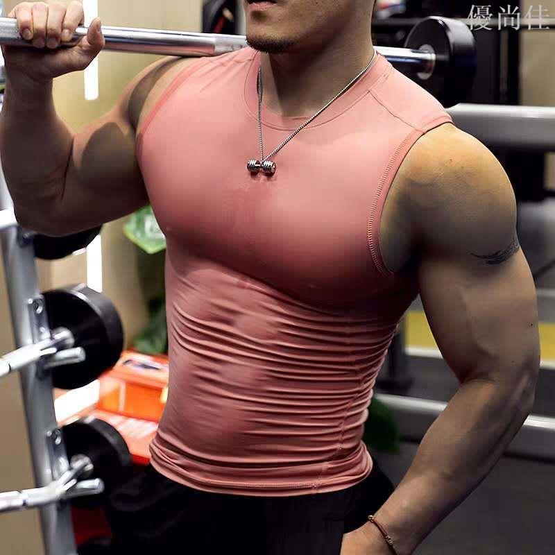 健身運動坎肩背心男緊身衣速乾透氣高彈力吸濕排汗無袖教練訓練服