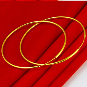 越南沙金光面大耳圈 女耳環 黃金純金色滿天星耳環結婚耳飾