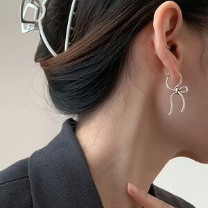 小寶s925純銀獨特設計蝴蝶結耳扣女耳環小眾輕奢高級感氣質冷淡風