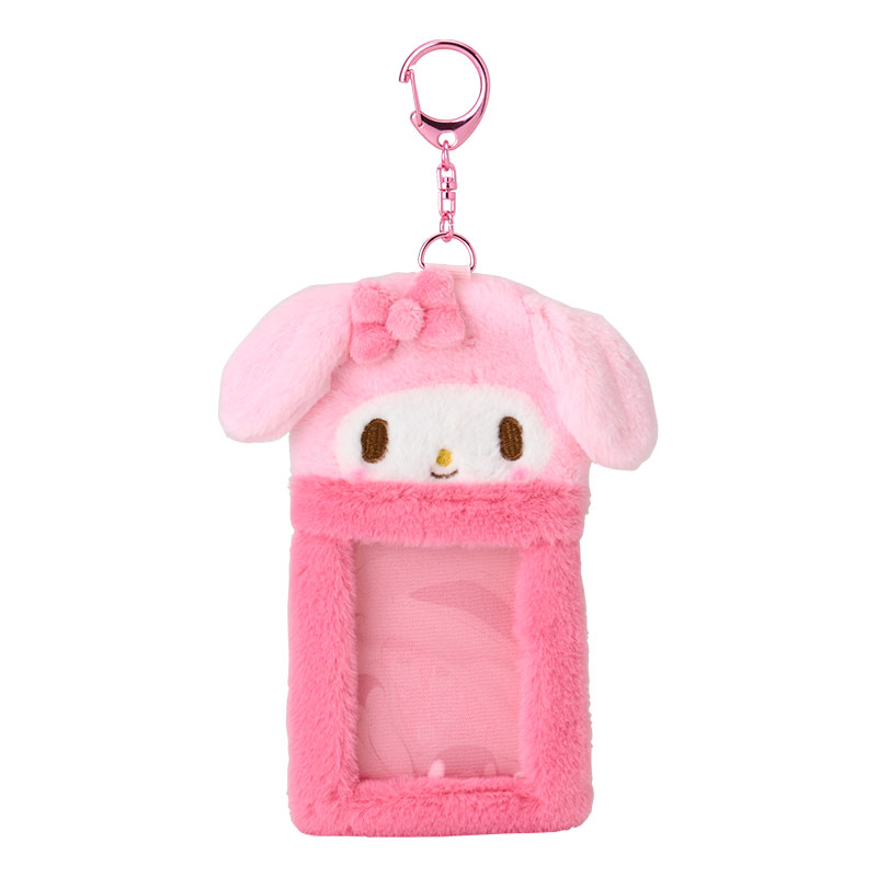 asdfkitty*美樂蒂 造型絨毛票卡套附鑰匙圈 證件套 悠遊卡套 隨身相框-可放照片-日本正版商品
