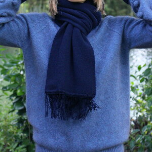 紐西蘭100%純羊毛圍巾*素面深藍色(美麗諾Merino)