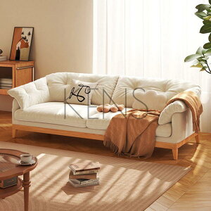 【KENS】沙發 沙發椅 日式原木風布藝沙發現代簡約北歐奶油風小戶型客廳貓抓布實木直排