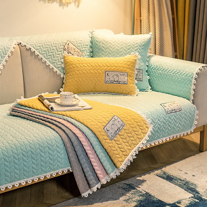 純色沙發墊四季通用簡約現代防滑皮沙發套罩客廳組合套裝萬能蓋布