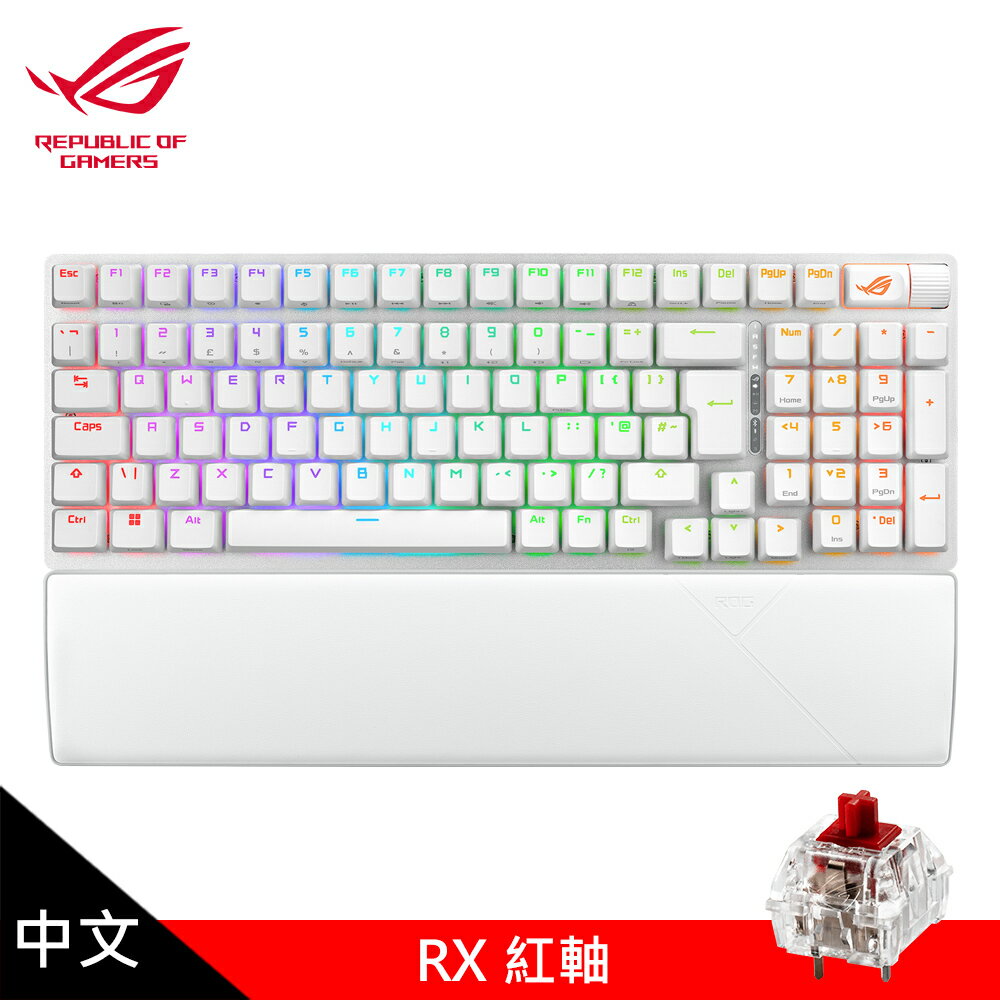 【ASUS 華碩】ROG Strix Scope II 96 Wireless 無線電競鍵盤 白色/紅軸【三井3C】