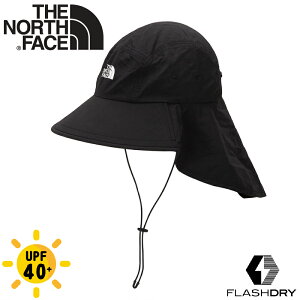 【The North Face 透氣快乾護頸遮陽帽《黑》】7WH2/輕質登山健行遮陽帽/圓盤帽
