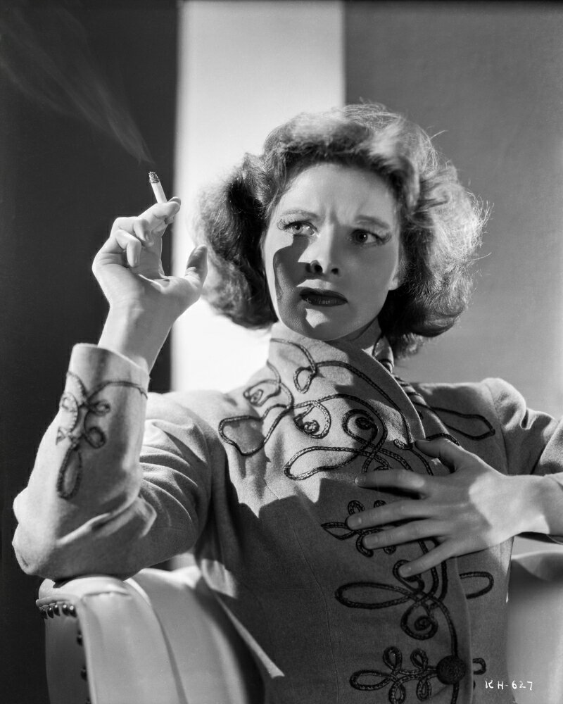 Posterazzi: Katharine Hepburn Holding a Cigarette Portrait Photo Print ...