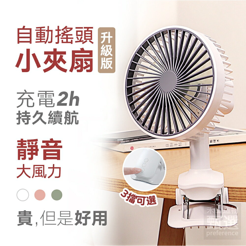 快樂購購❄自動擺頭小夾扇 電風扇 小風扇 隨身電風扇 usb風扇 電扇 靜音電風扇 夾扇 桌面扇 擺頭夾式站立三合一