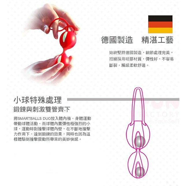 超值★ 享折扣代碼優惠 情趣用品 送潤滑液 德國FUN FACTORY DUO 聰明球球雙球女性情趣運動 白紫 聰明訓練球 凱格爾 1